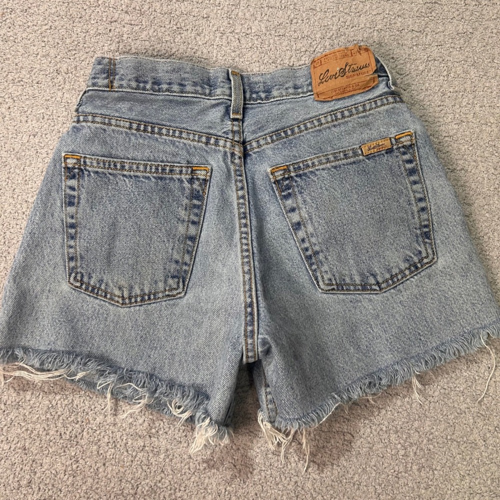 Levi Strauss Denim Shorts Loose Fit 16 Blue Vintage Y2K Baggy Cut Off - Picture 3 of 9